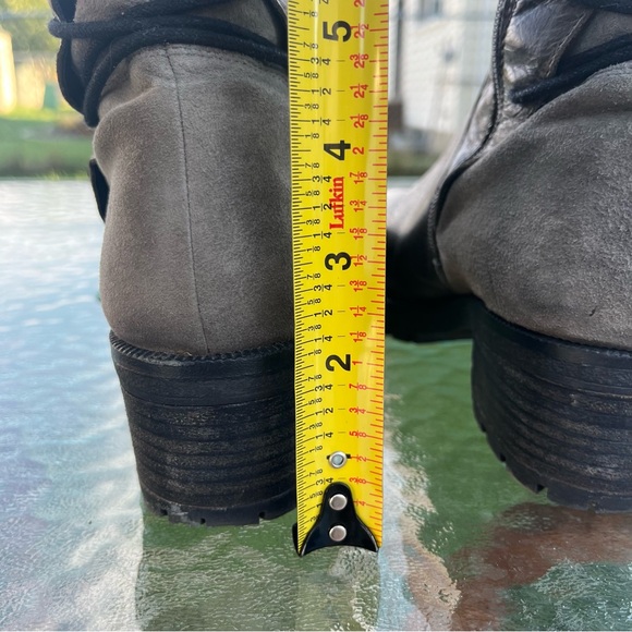 Steve Madden Navaa Dark Grey Calf Lace Up Side Zip Tall Boots - Picture 8 of 15